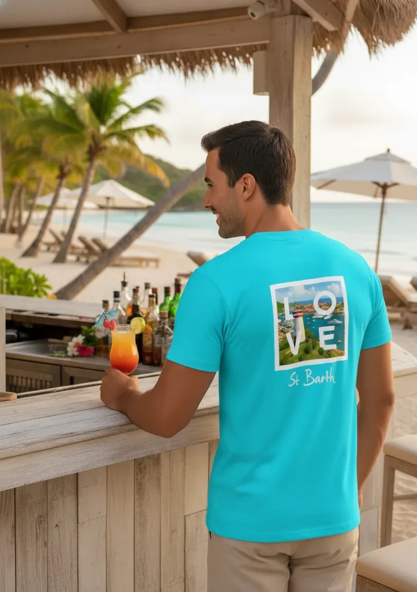 Men’s T-shirt – Cotton and Elastane – St. Barth Signature – LOVE Gustavia Edition – Set Sail for Saint-Barth