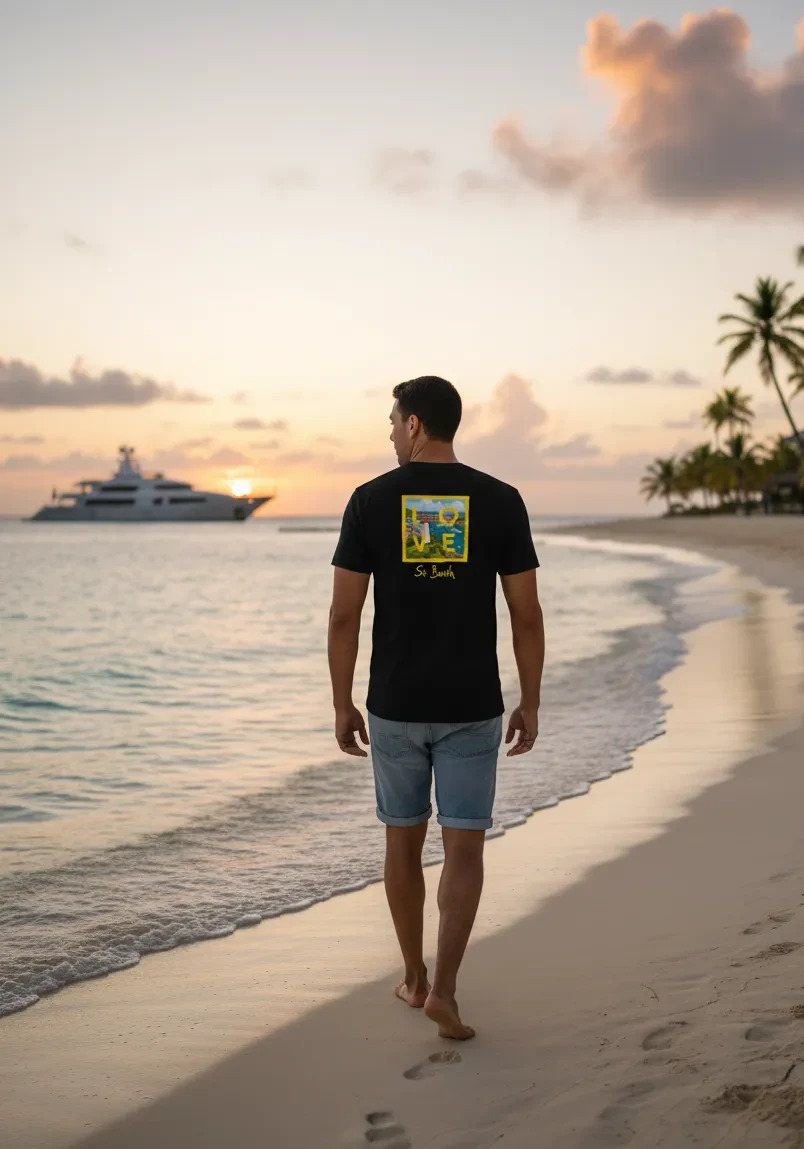 Men’s T-shirt – Cotton and Elastane – St. Barth Signature – LOVE Gustavia Edition – Set Sail for Saint-Barth